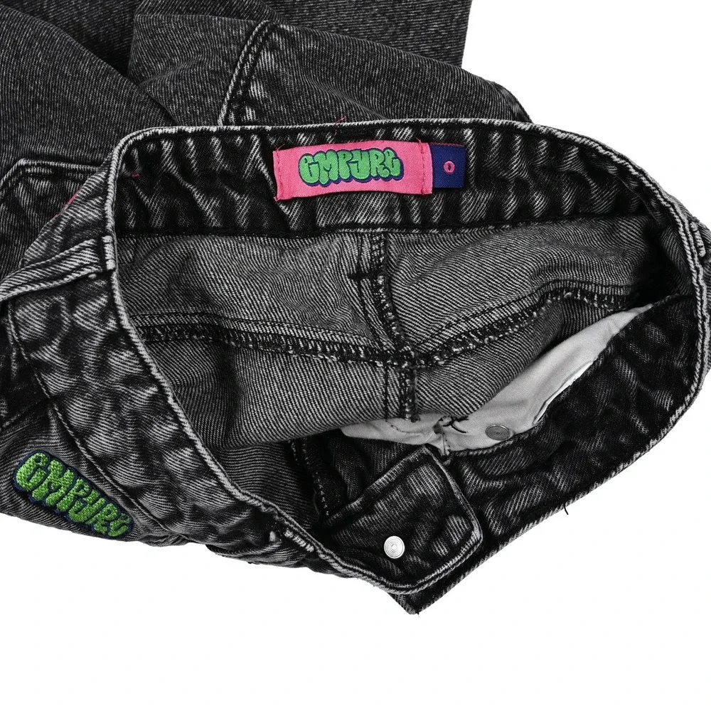 Empyre Denim Shorts Womens 0 Black Tori Skateboard‎ Baggy Skater Embroidered